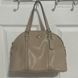Coach Sophisticated Tan Leather Shoulder Bag with Metal Hardware